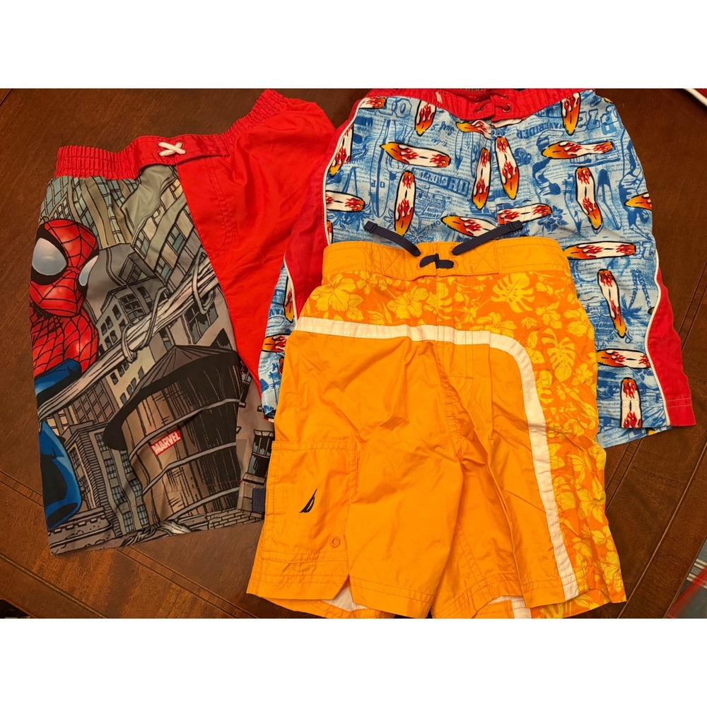 Boys Swim Trunks Bundle Size 6-7 Nautica Spider-Man OP Marvel Board Shorts 3pc